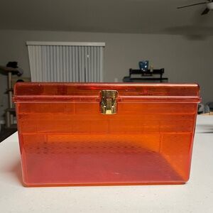 1960’s WIL-HOLD Wilson Plastic Amber Orange Translucent Sewing Box 2 Trays